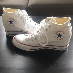 White converse wedge shoes